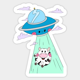 Funny Alien, Cute spaceship, kawaii Alien Sticker